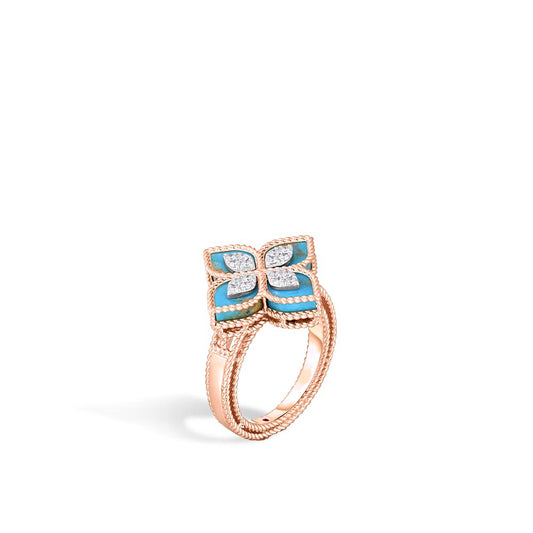 Turquoise & Diamond Prince Flower Ring