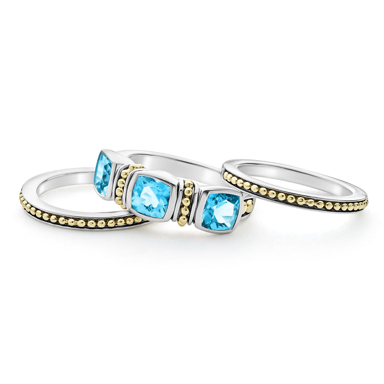 Swiss Blue Topaz Stacking Rings (Size 6)