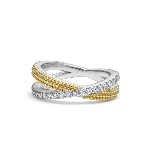 Two Tone X Diamond Ring (Size 6)