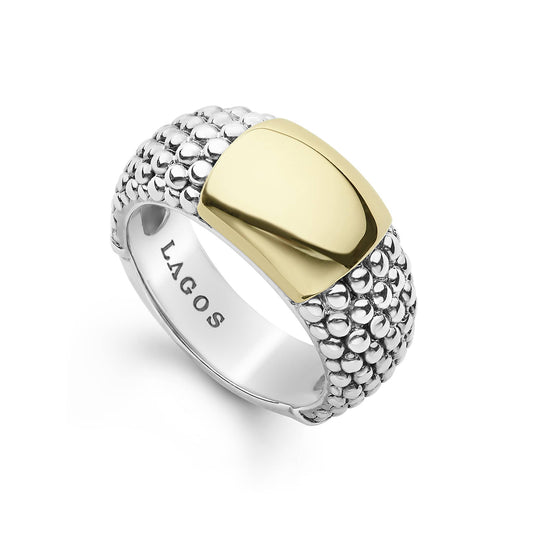 Gold Station Caviar Ring (Size 7)