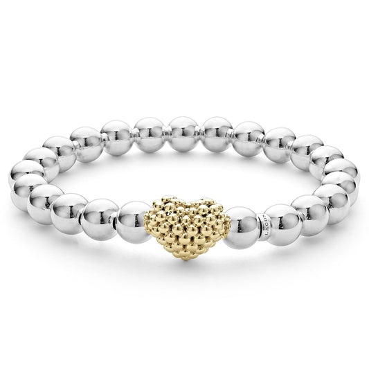 Stretch Gold Heart Bead Bracelet (Size M)