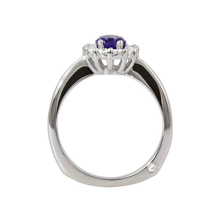 Amethyst and Diamond Halo Ring