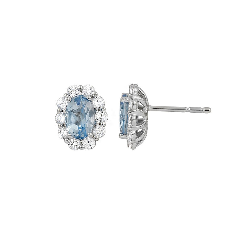 Aquamarine & Diamond Halo Earrings