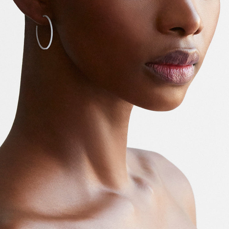 Shared Prong Round Diamond Hoops