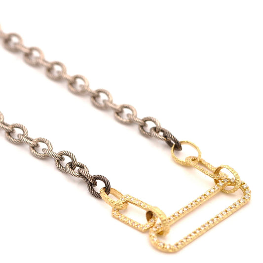 Chain Link Necklace with Pavé Paperclip