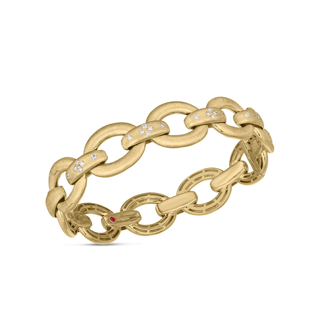 18K YG DUCHESSA SM OVAL LINK BRACELET WITH DIAMONDS