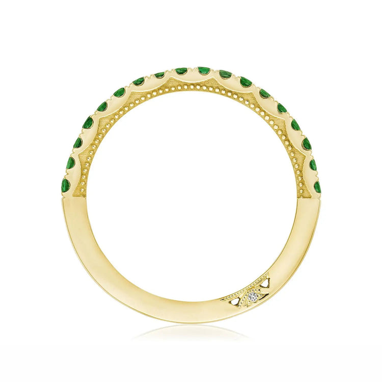 Emerald Sculpted Crescent Band