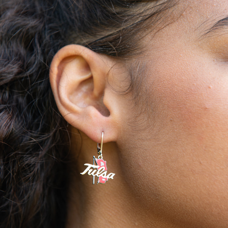 TU Earrings with Red Enamel