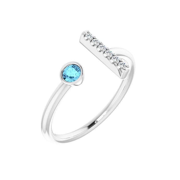 Aquamarine & Diamond Bar Ring