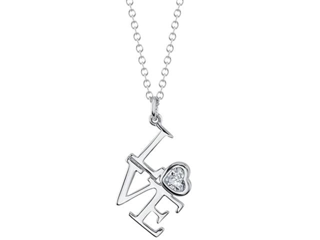 "Love" Necklace with Bezel Set Diamond