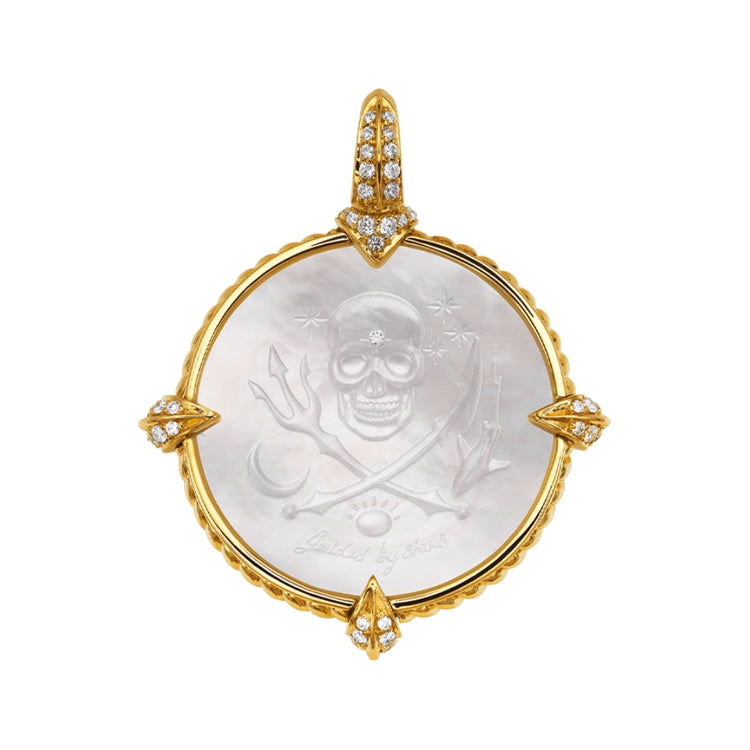 18KYG 20MM MOP,DIA SKULL & OCTOPUS ENH