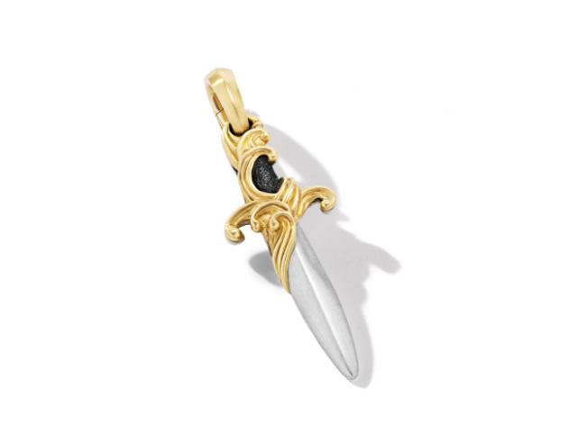 STSLVR/18KYG 31MM WAVES DAGGER AMULET ENH