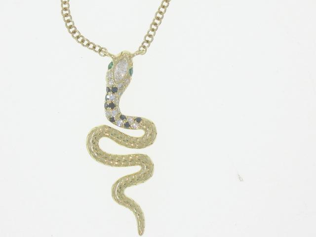 Snake Necklace with Emeralds and Diamonds