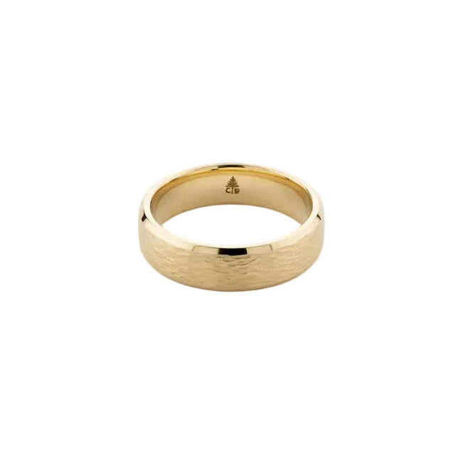 14KYG 6MM HAMMERED CENTER/POLISHED EDGE BAND