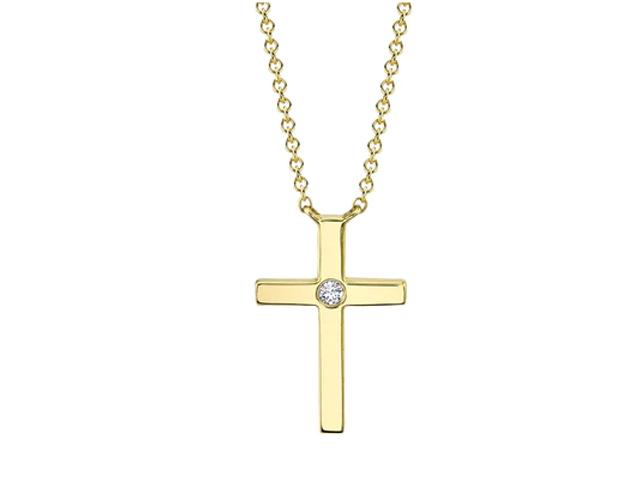 Diamond Bezel Cross Necklace