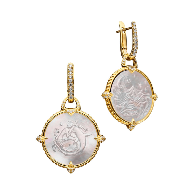 18Y 20MM MOP,DIA MERMAID& SEASCAPE EARRINGS