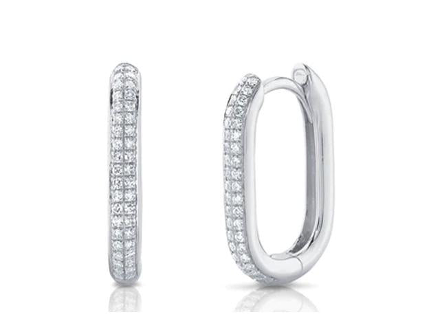 Diamond Oblong Hoop Earrings