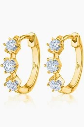 Huggie Hoop Earrings with Diamonds, 1.00 Total Carat Weight