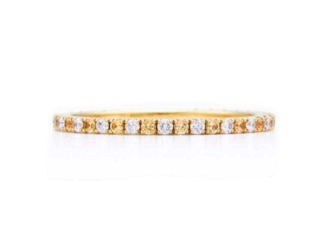 Slim Ring with Diamonds and Yellow Sapphires