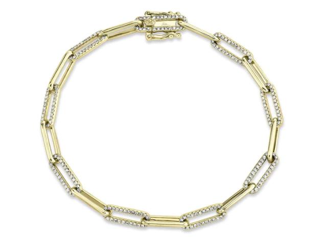 Paper Clip Link Bracelet with Diamonds