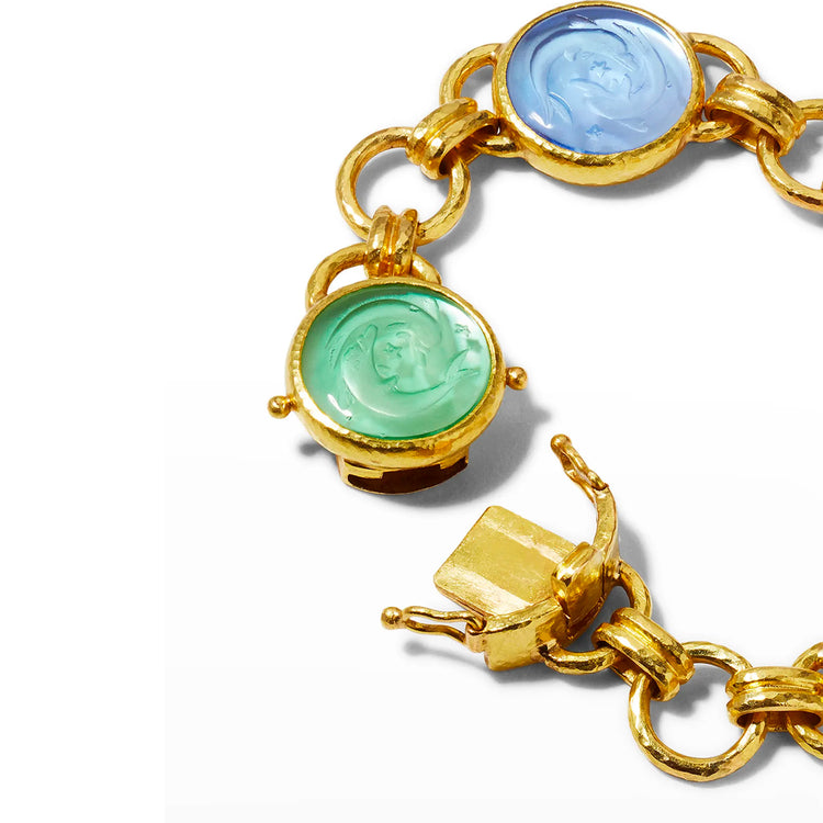 "Dolphin Twins" Pastel Venetian Glass Intaglio Link Bracelet