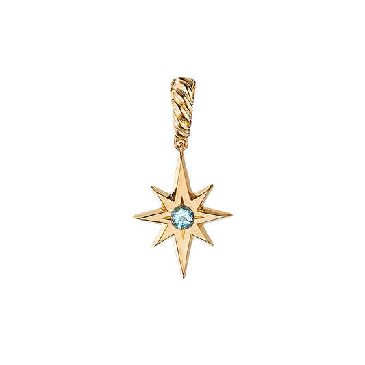 Cable Collectibles North Star Birthstone Charm in 18k Yellow Gold with Aquamarine