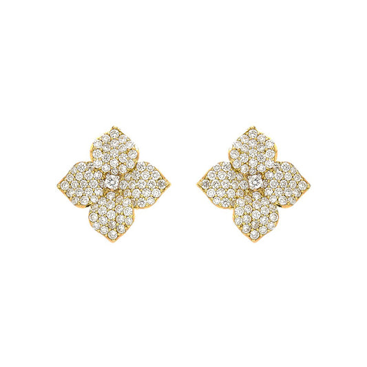 Small Mosaique Flower Earrings with Diamonds