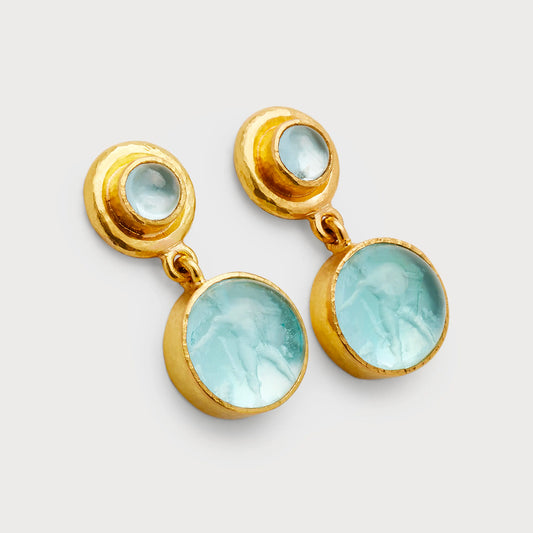 Light Aqua Putto and Duck Drop Earrings