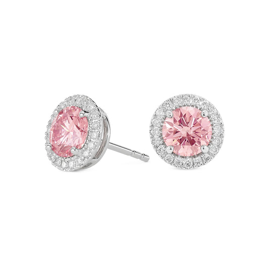 Halo Earrings | Pink with White (2.00ct)