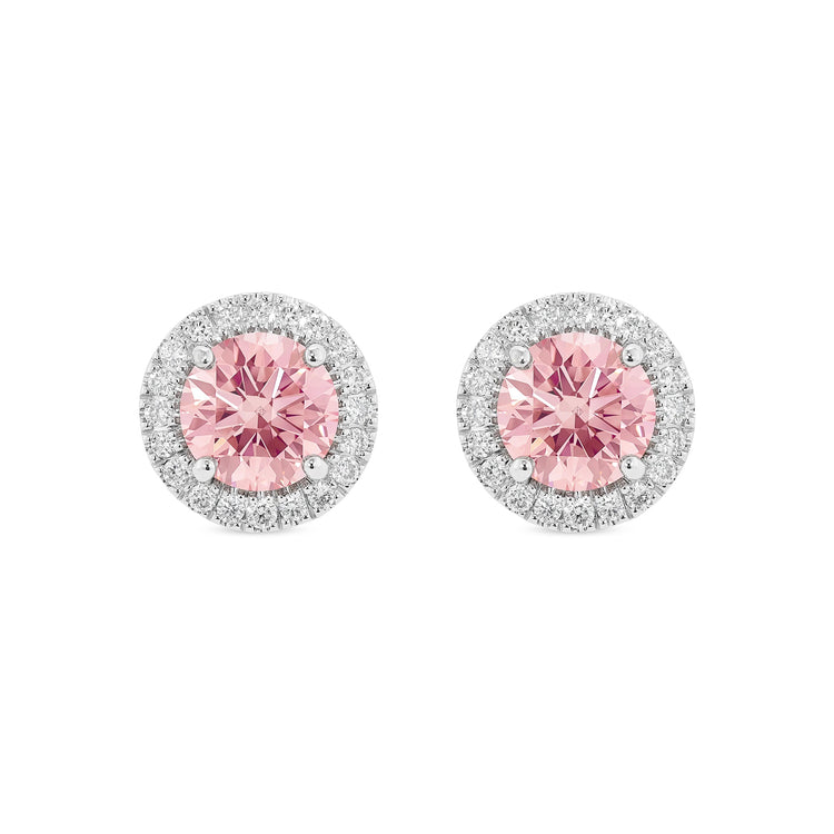 Halo Earrings | Pink with White (2.00ct)