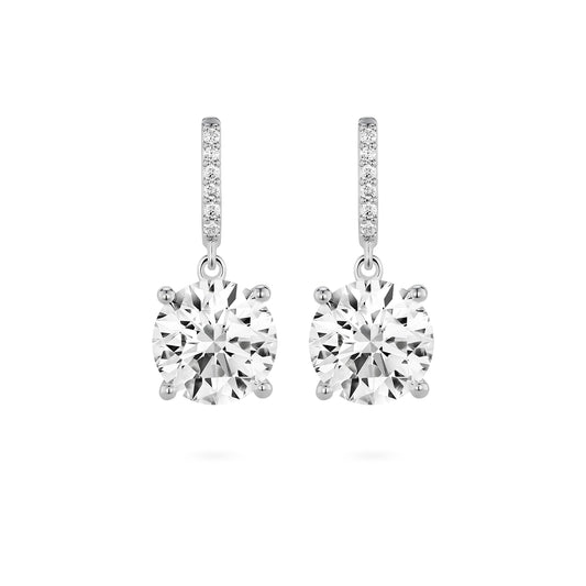 Round Brilliant Drop Earrings | White (4.00ct)
