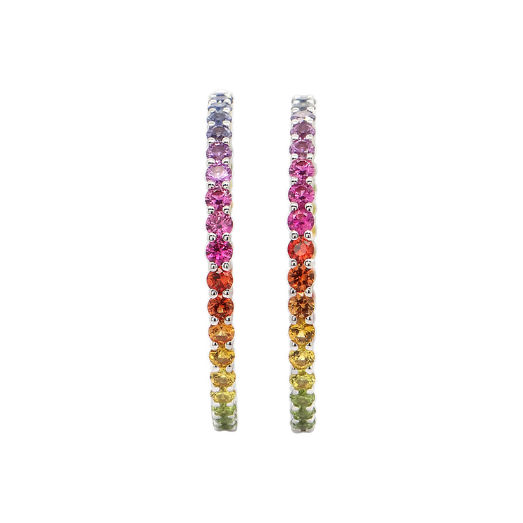 Rainbow Sapphire Inside Outside Hoop Earrings