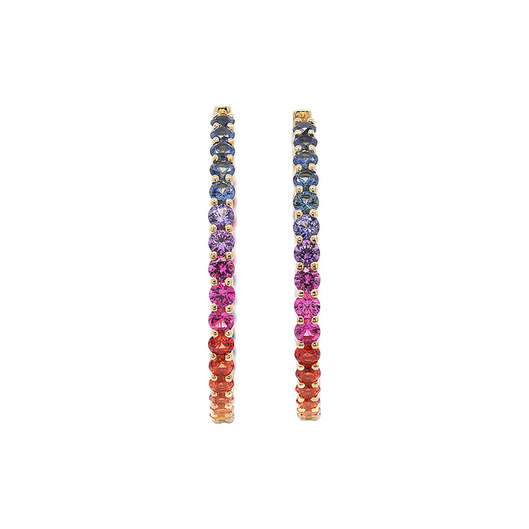 Rainbow Sapphire Inside/Out Hoops
