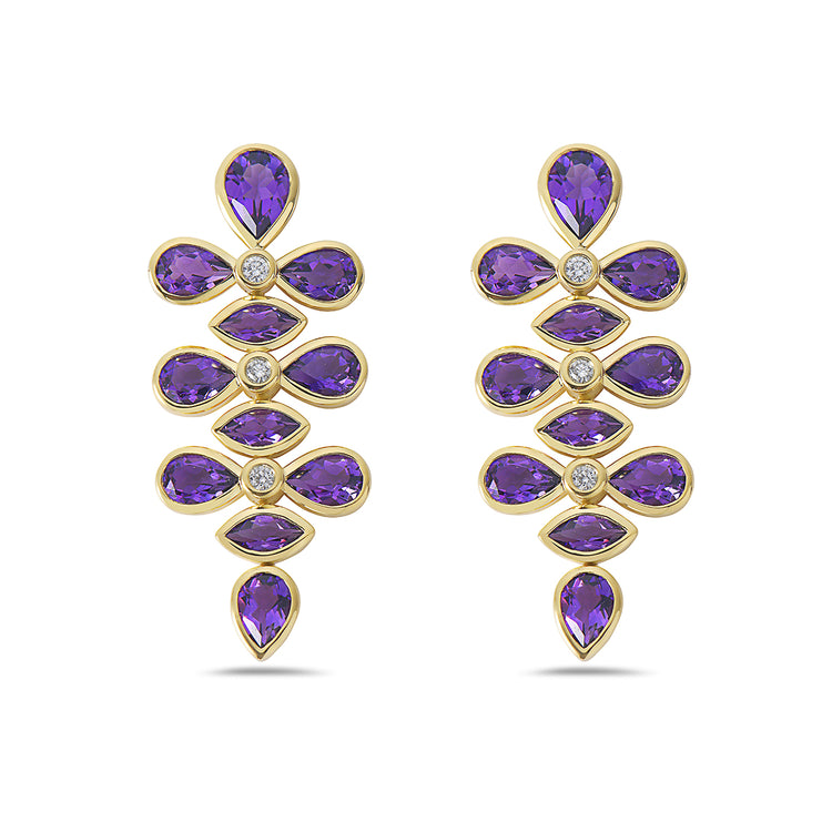 Amethyst Diamond Chandelier Earrings