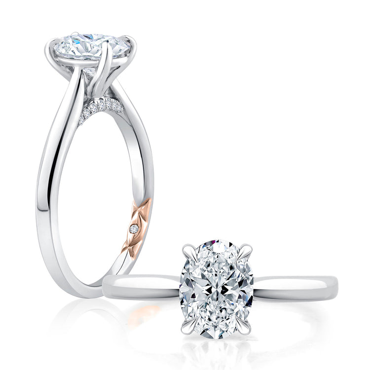 Diamond Semi Mount Ring | 14k White with Rose (1.50ct Head)