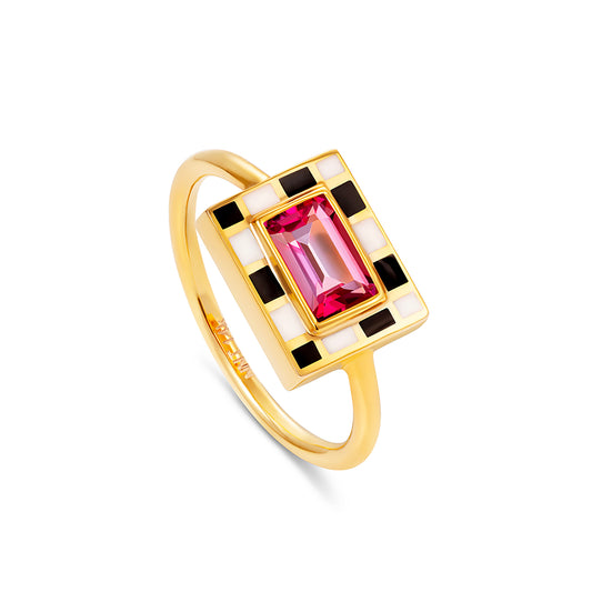 Pink Topaz Lets Play Chess Good Move Ring