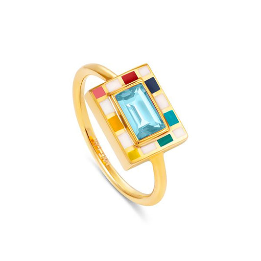 Blue Topaz Colorful Lets Play Chess Good Move Ring