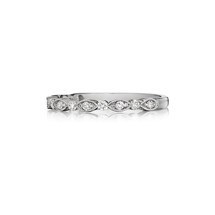 Delicate Bead Set Diamond Band with Round and Marquise Detailing