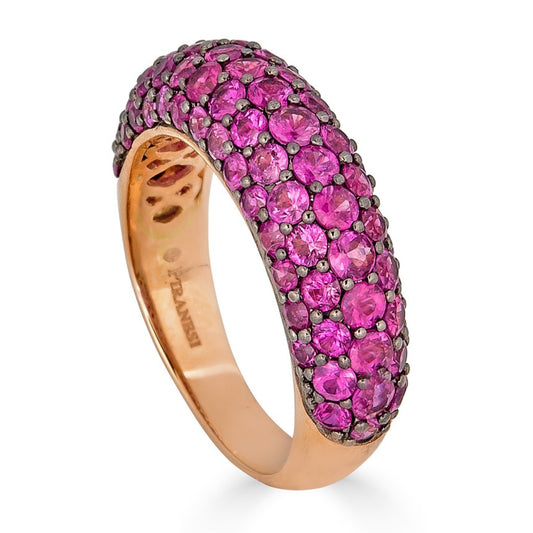 Deep Pink Sapphire Small Dome Ring