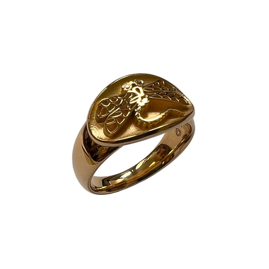 Dragonfly Signet Ring with Diamonds