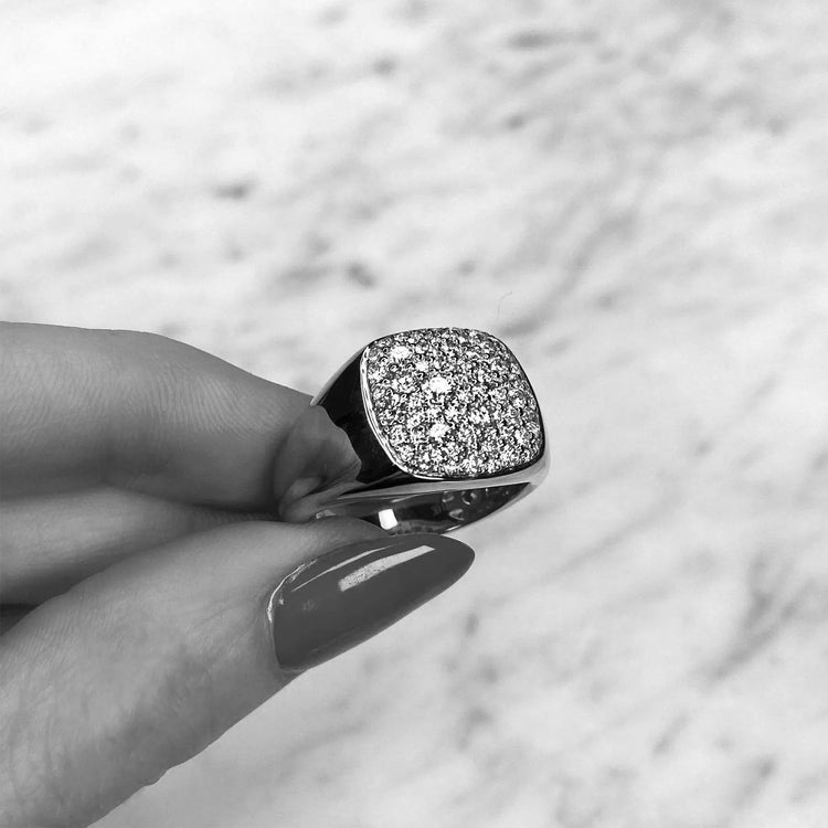 Diamond Pavé Signet Ring