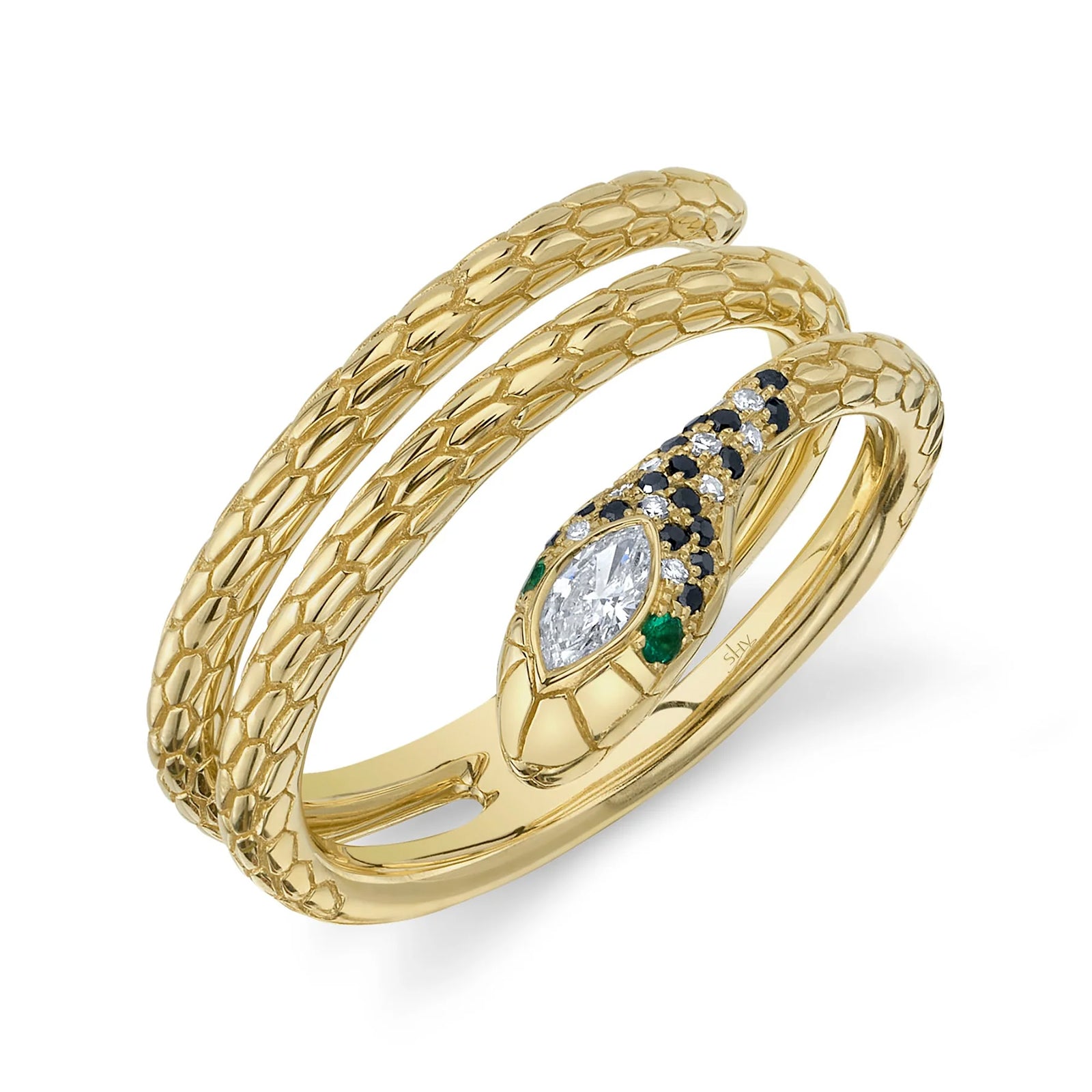 アクセサリー EPHEMERAL snake ring (with daiamond) Snake Ring with Emeralds and Diamonds by Shy Creations | Diamond