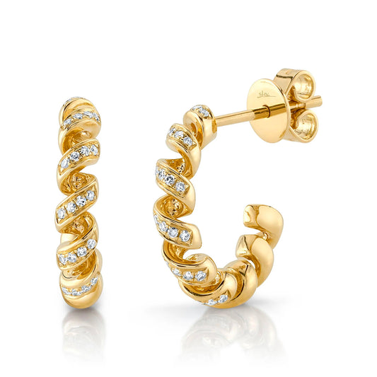 Diamond Spiral Hoop Earrings