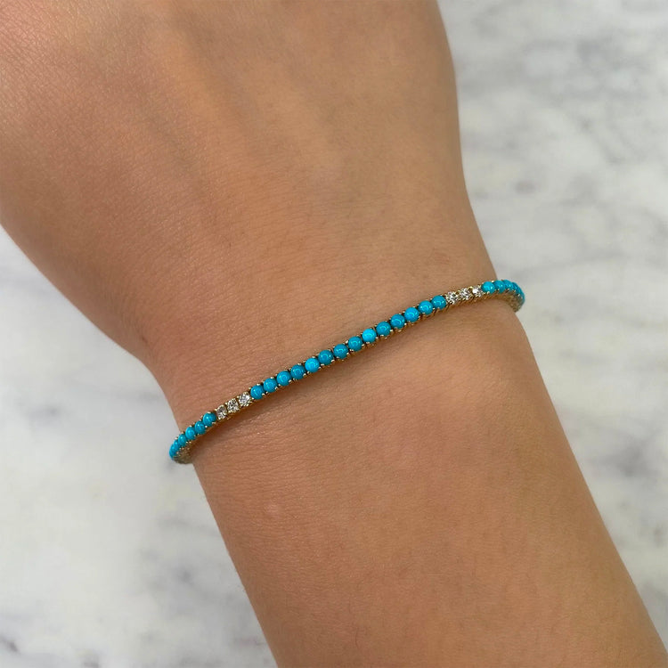 Composite Turquoise Bracelet with Diamonds