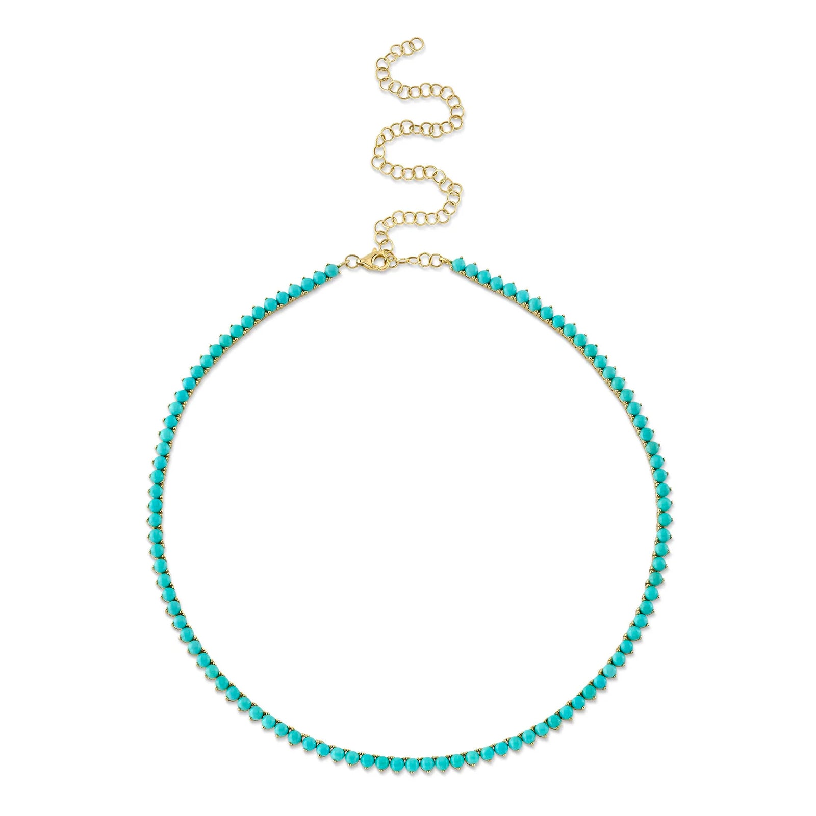 Collier Court Vintage Turquoise Marbrée - Boule Centrale, Années 70, Occasion