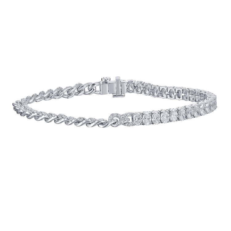 Lab Grown Diamond Tennis and Chain Bracelet