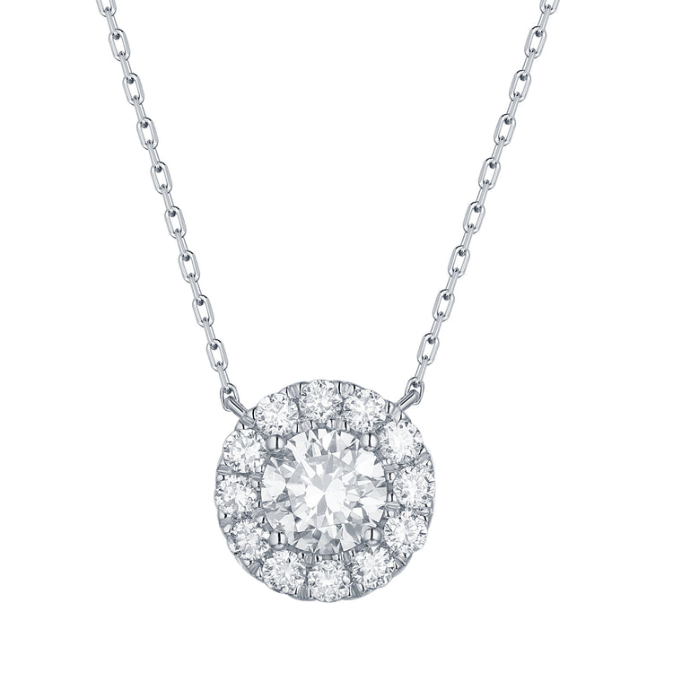 Lab Grown Diamond Halo Necklace