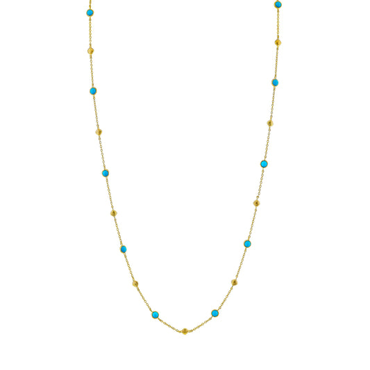 Turquoise Cabochon Strie Cushion Necklace