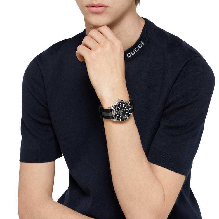 Dive Black Dial Black and Grey Nylon Watch