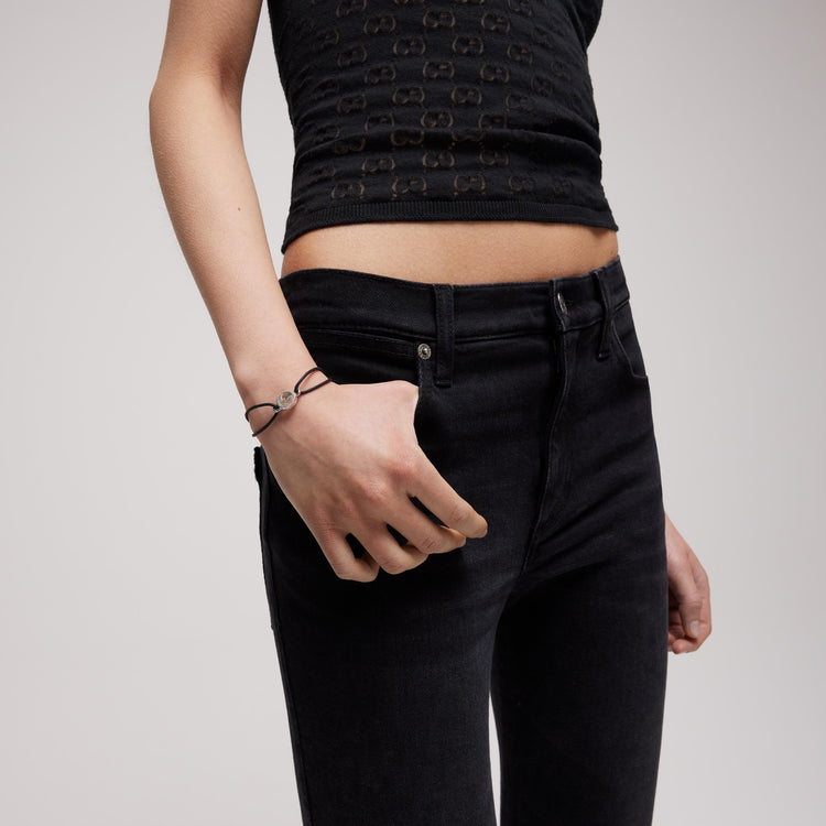 STSLVR GUCCI INTERLOCKING BRACELET ON BLK COTTON